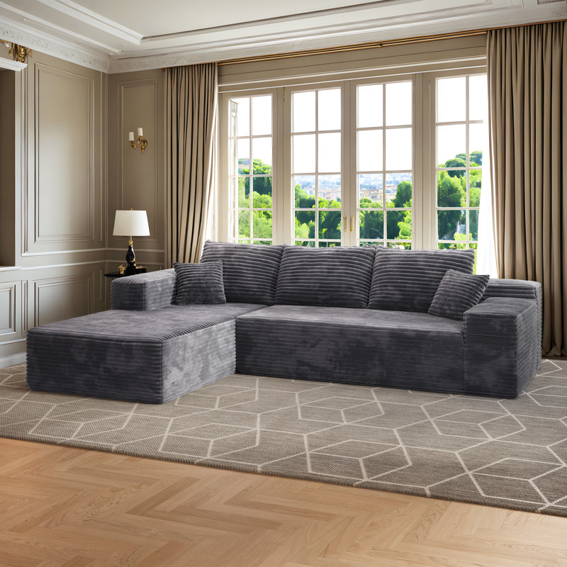 2 Piece Upholstered Sectional Latitude Run Orientation Right Hand Facing Body Fabric Black